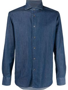 Corneliani джинсовая рубашка с длинными рукавами