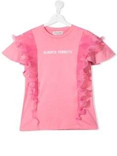 Alberta Ferretti Kids футболка с оборками и логотипом