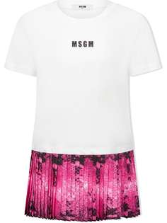 MSGM Kids платье-футболка с контрастным логотипом