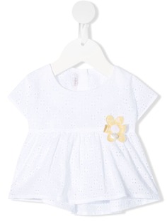 Le Bebé Enfant платье с короткими рукавами и цветочной аппликацией