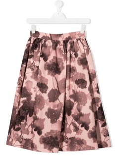 Fendi Kids расклешенная юбка с цветочным принтом
