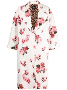 Blumarine пальто оверсайз с цветочным принтом