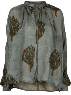 Uma Wang атласная блузка с цветочным принтом