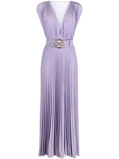 Elisabetta Franchi платье макси с поясом и логотипом