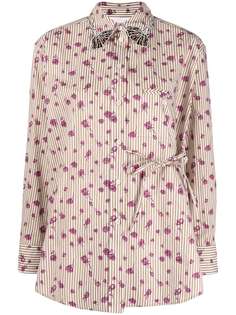 Chloé рубашка в полоску с вышивкой и цветочным узором