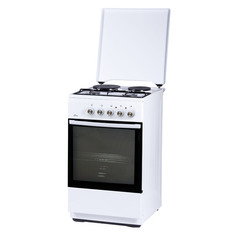 Газовая плита Flama L FK 2212 W, электрическая духовка, металлическая крышка, сталь, белый
