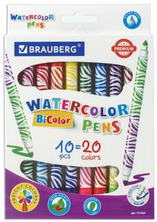 Набор фломастеров Brauberg Premium Bi-Color, 10шт/20 цветов (151664)