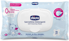 Влажные очищающие салфетки Chicco с клапаном, 0 м+, 72 шт (00009163000000)