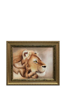 Картина "Голова льва" Живой шелк