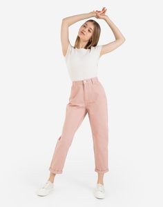 Розовые джинсы New mom с высокой талией Gloria Jeans