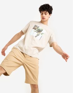 Бежевая футболка с пальмами Gloria Jeans