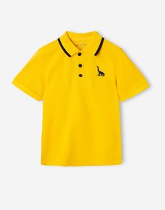 Жёлтое поло с вышитым динозавром для мальчика Gloria Jeans