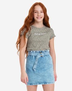 Джинсовая юбка с ремнем для девочки Gloria Jeans