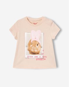 Бежевая футболка с кроликом для девочки Gloria Jeans