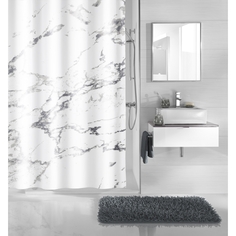 Штора для ванной Kleine Wolke Marble белая с серым 180х200 см