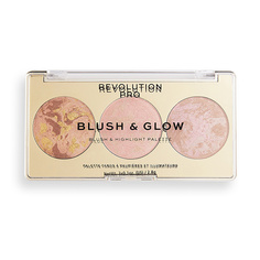 Палетка для макияжа лица REVOLUTION PRO BLUSH & GLOW 3 в 1 бронзер, румяна, хайлайтер тон peach glow