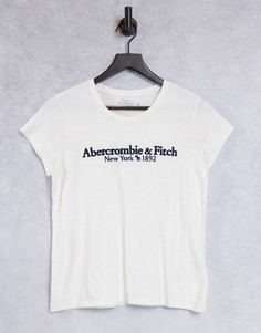 Белая футболка с короткими рукавами и логотипом Abercrombie & Fitch-Белый