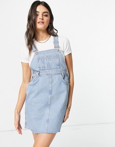 Синий выбеленный джинсовый сарафан ASOS DESIGN-Голубой
