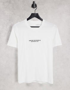 Белая футболка с короткими рукавами и логотипом Abercrombie & Fitch-Белый