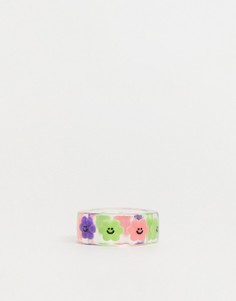 Прозрачное пластиковое кольцо с цветочками ASOS DESIGN-Прозрачный