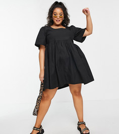 Эксклюзивное свободное платье мини черного цвета с круглым вырезом COLLUSION Plus-Черный цвет