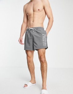 Серые шорты для плавания длиной 5 дюймов с логотипом сбоку Abercrombie & Fitch-Серый