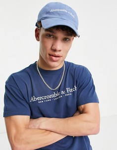 Голубая кепка с логотипом-надписью Abercrombie & Fitch-Голубой
