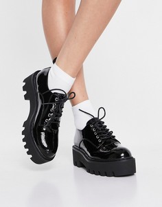 Черные лакированные туфли на массивной подошве со шнуровкой Lamoda Sweet Talk-Черный