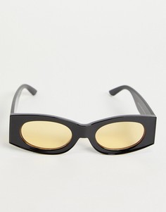 Солнцезащитные очки в квадратной оправе черного цвета с желтыми стеклами ASOS DESIGN-Черный