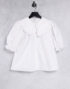 Белая поплиновая рубашка свободного кроя с oversized-воротником River Island-Белый