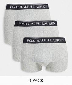 Набор из 3 боксеров-брифов серого цвета с контрастным фирменным поясом Polo Ralph Lauren-Серый