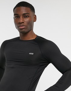 Облегающий спортивный лонгслив из быстросохнущей ткани черного цвета с логотипом ASOS 4505-Черный цвет