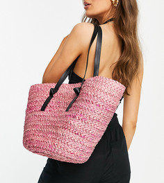 Соломенная сумка-тоут розового цвета South Beach-Розовый цвет