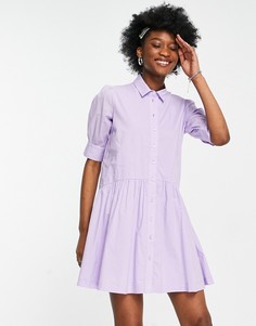 Фиолетовое свободное платье мини из поплина с пуговицами спереди Pimkie-Фиолетовый цвет