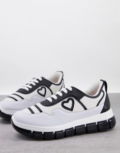 Белые спортивные кроссовки на платформе с черной отделкой и логотипом Love Moschino-Белый