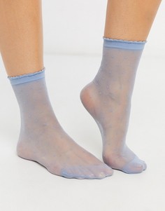 Голубые полупрозрачные носки в горошек Pretty Polly-Голубой