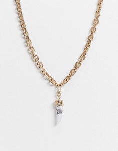 Золотистое ожерелье-цепочка из латуни с подвеской в виде рога AllSaints-Золотистый