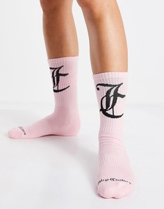Розовые носки до щиколотки в рубчик с логотипом Juicy Couture-Розовый цвет