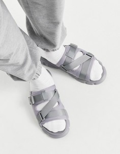 Серые сандалии-слипоны из технологичного материала ASOS DESIGN-Серый