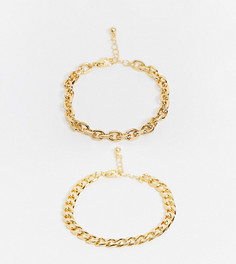 Набор из 2 браслетов с комбинируемыми цепочками с покрытием из 14-каратного золота ASOS DESIGN-Золотистый