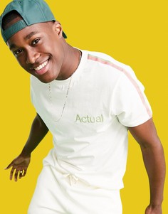 Свободная футболка с принтом логотипа и боковыми полосками от комплекта ASOS Actual Athleisure-Белый