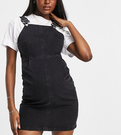 Черный выбеленный джинсовый сарафан ASOS DESIGN Maternity-Черный цвет