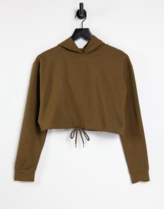 Укороченный свитер насыщенного серо-коричневого цвета с завязкой спереди от комплекта Parisian-Коричневый цвет