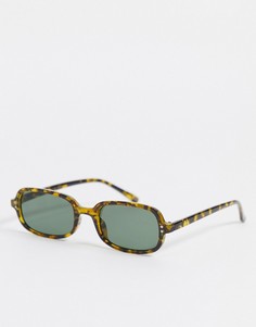 Квадратные солнцезащитные очки в черепаховой оправе цвета хаки с зелеными линзами ASOS DESIGN-Зеленый цвет