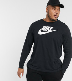 Черный лонгслив с логотипом Nike Plus-Синий