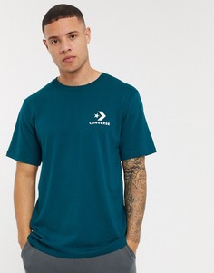 Сине-зеленая футболка с круглым вырезом и логотипом Converse-Зеленый цвет