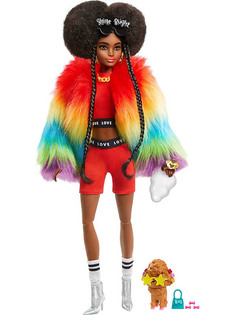 Кукла Mattel Barbie Экстра в радужном пальто GVR04
