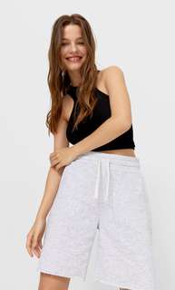 Stradivarius Шорты-Бермуды Пестро-Серый L