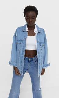 Stradivarius Джинсовая Куртка Оверсайз Светлый Деним Xs