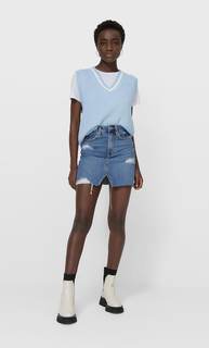 Stradivarius Джинсовая Мини-Юбка Средний Деним 36